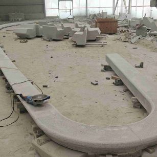 南通 芝麻白花岗岩弧形花坛石，坐凳石