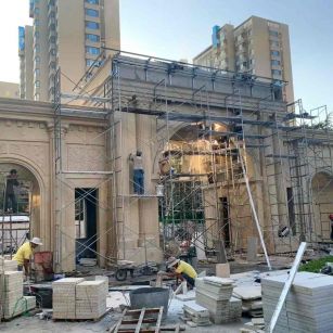 南通 黄金麻荔枝面花岗岩小区门楼外墙干挂