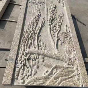 南通 黄金麻雕刻板浮雕迎客松