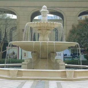 南通 黄金麻花岗岩异型加工——户外庭院石雕流水喷泉