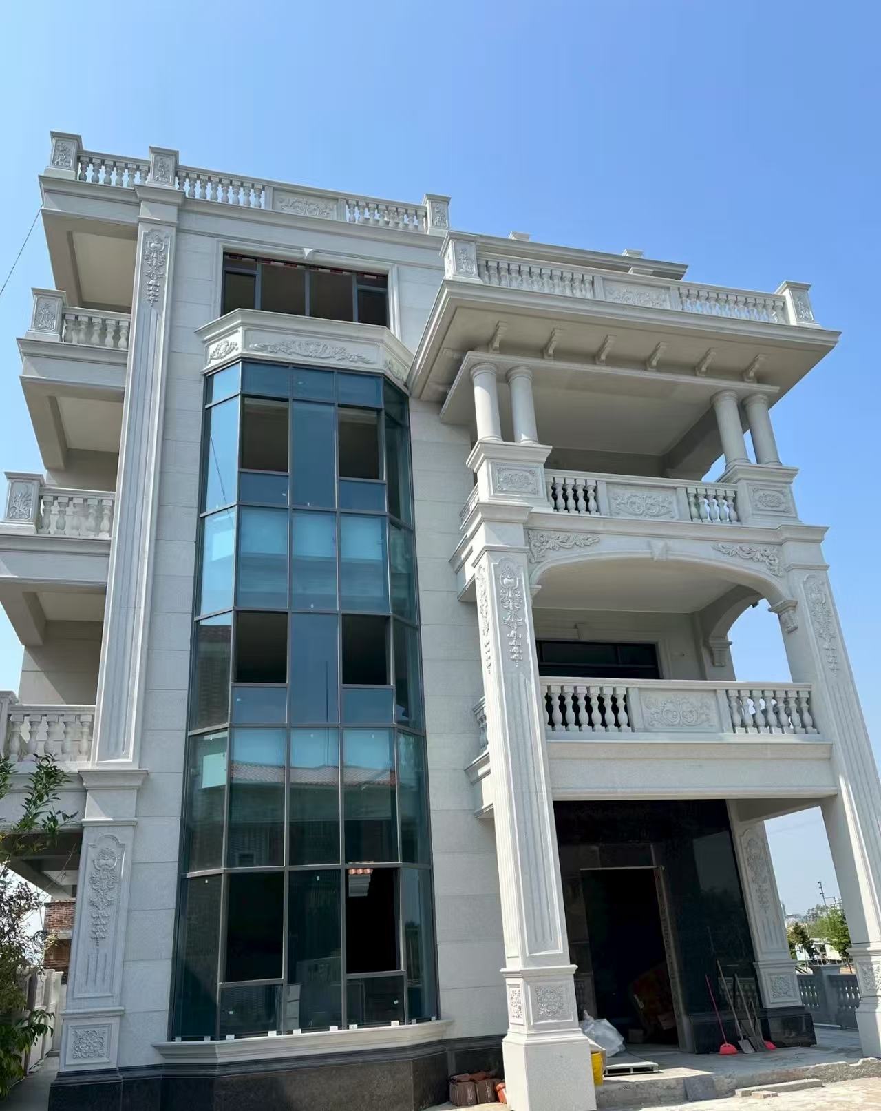 南通 白麻花岗岩别墅外墙干挂效果展示