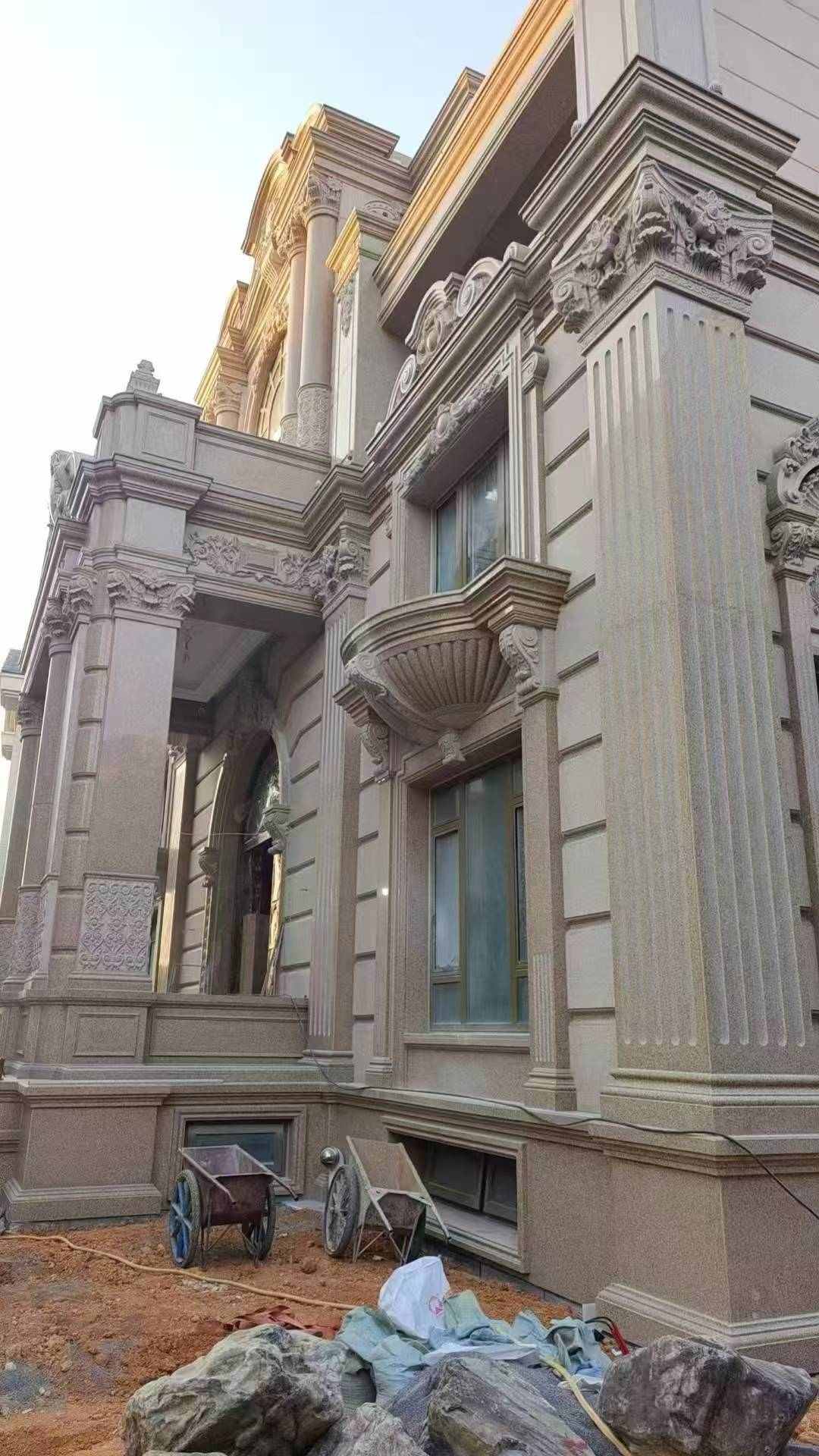 南通 黄金麻花岗岩光面别墅外墙干挂施工完成