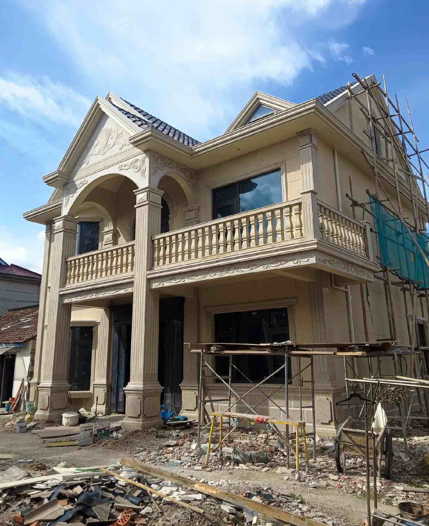 南通 黄金麻花岗岩石材私人别墅雕花门楼柱阳台栏杆