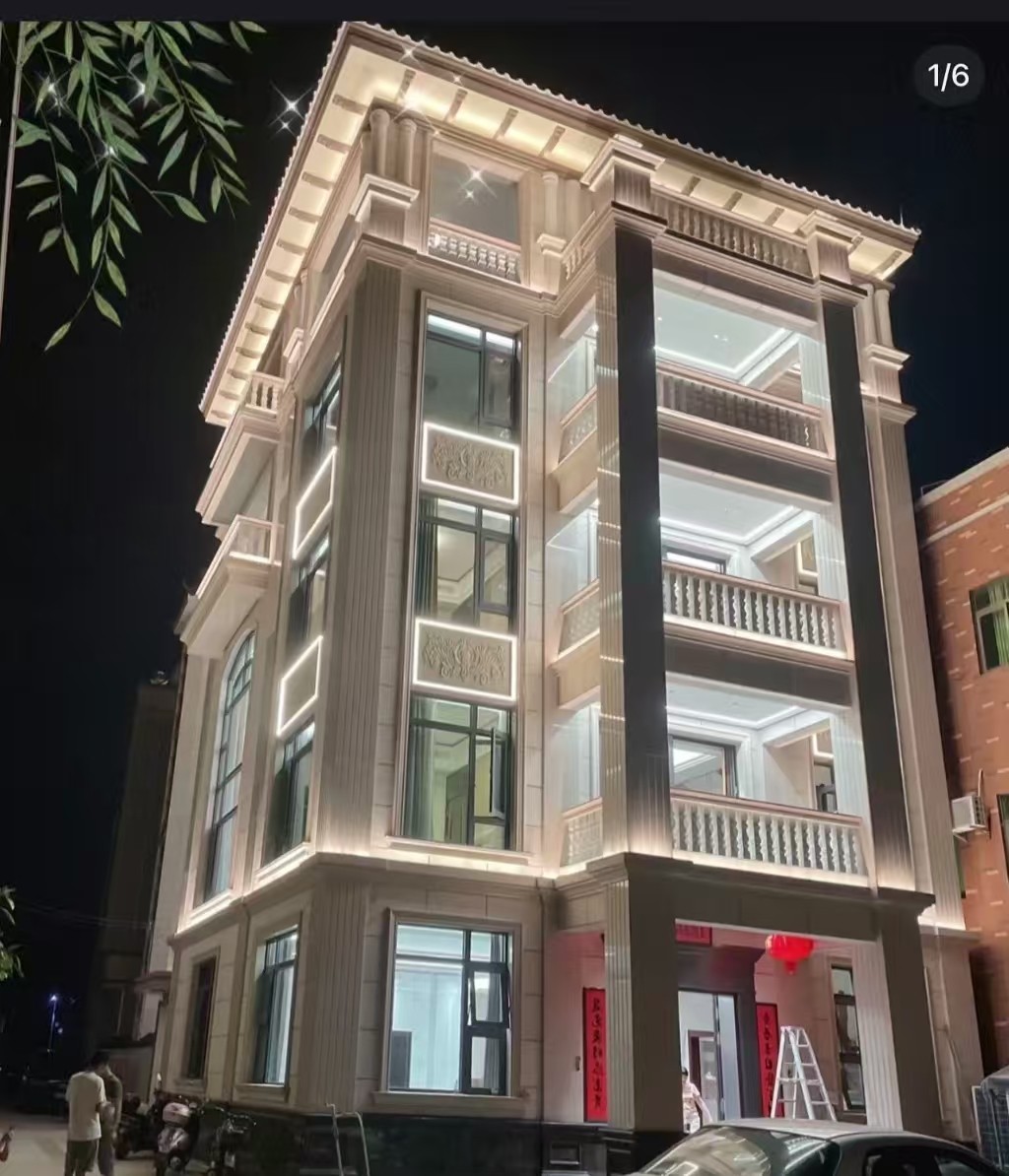 南通 芝麻白花岗岩别墅外墙夜间效果